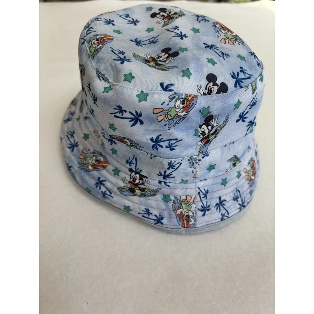 Disney Junior Mickey Mouse Reversible Bucket Hat Blue Coral White Green Unisex